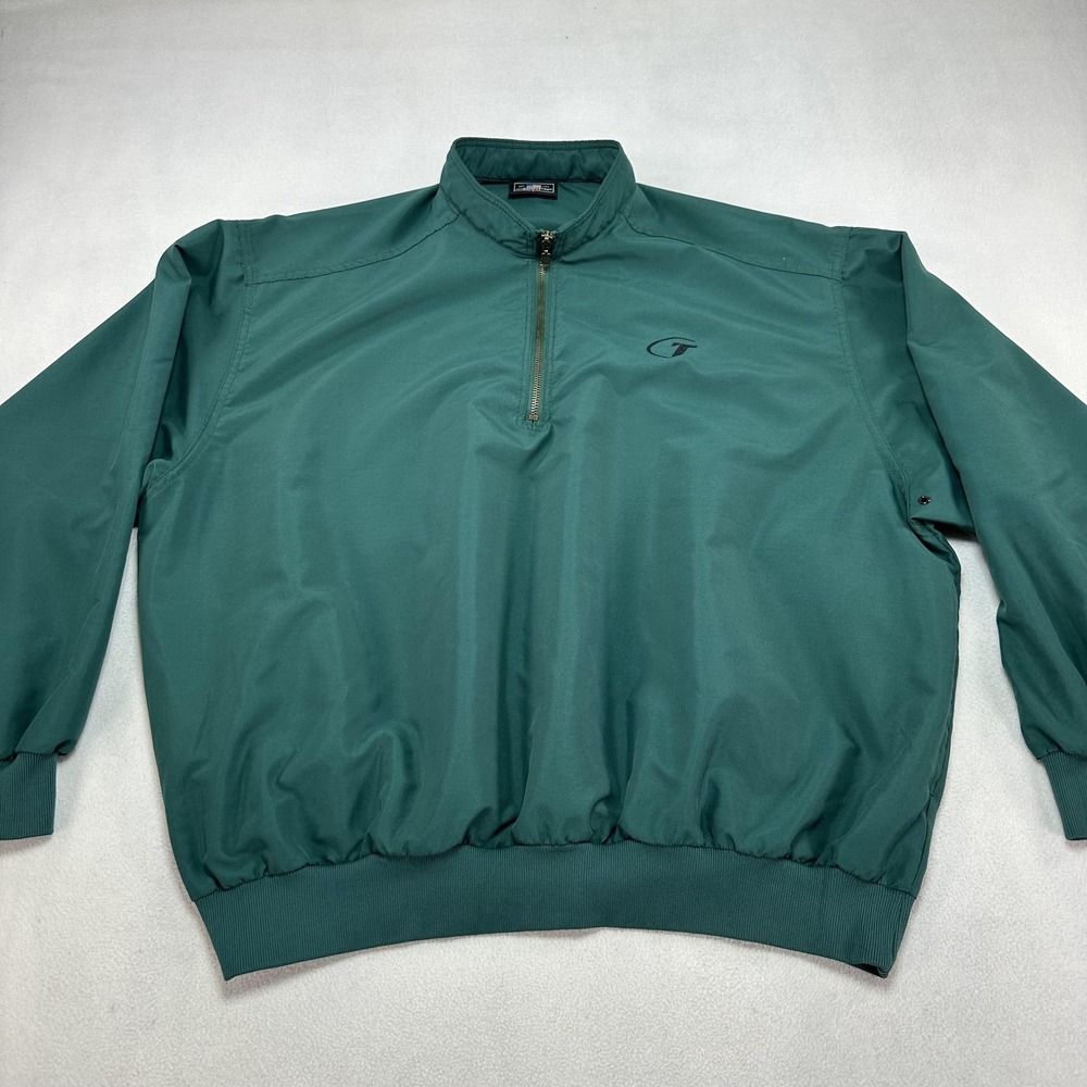 Vintage Sportsmaster Jacket Mens Large Green 1/4 Zip Pullover Windbreaker USA